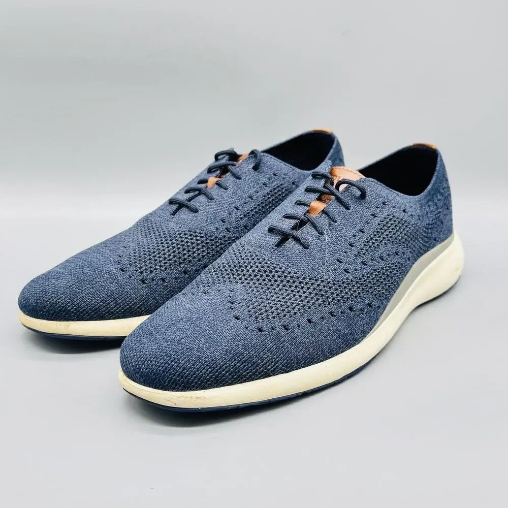 Cole Haan Shoes Mens 11.5 Blue Knit Grand Lace Up Casual Lightweight Sneakers